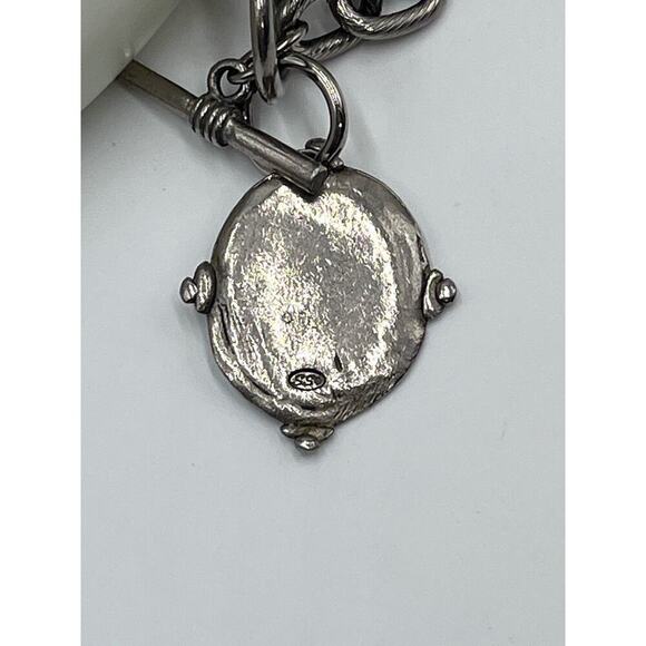 Susan Shaw Intaglio Cross Charm Chain Toggle Religious Faith Bracelet - Picture 6 of 12